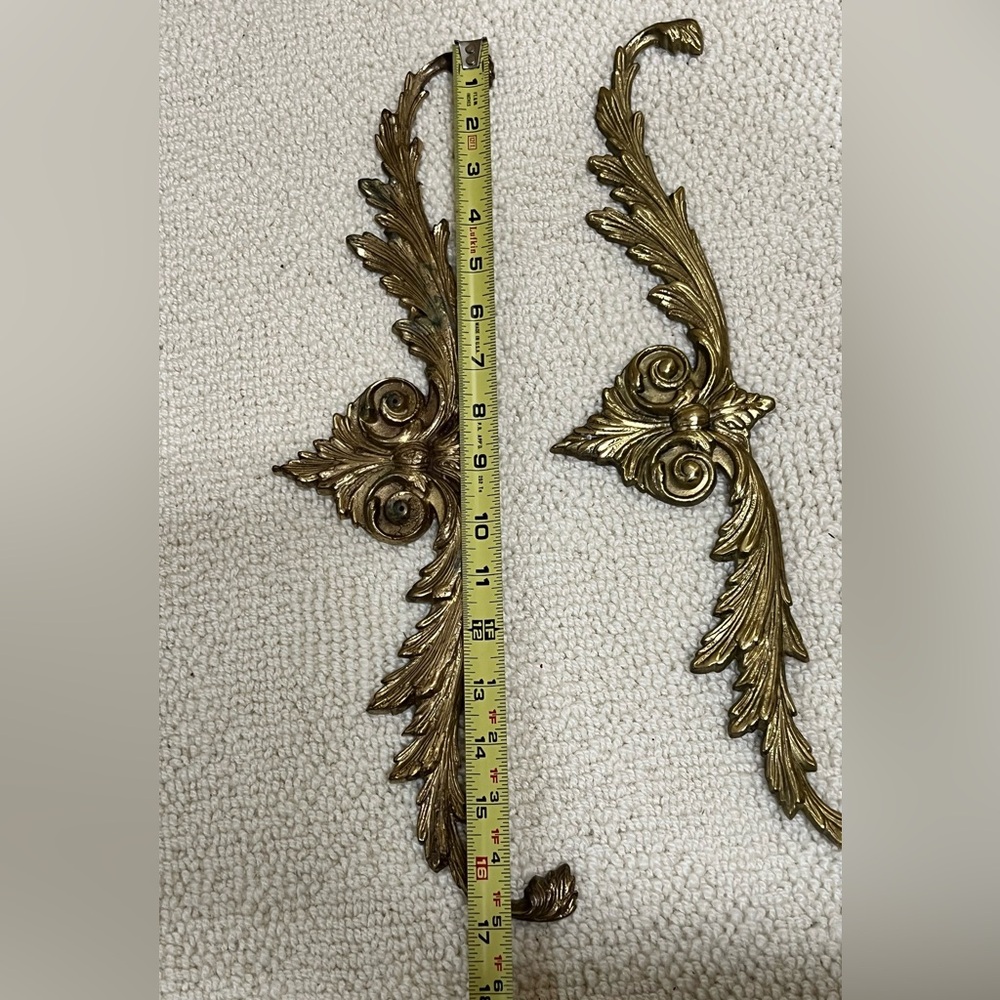 Vintage Solid Brass Wall Decor Ornament Plaque Topper Furniture Accent - Picture 11 of 16